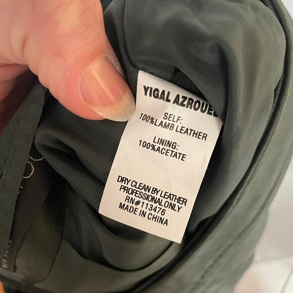 Forest Green Leather Yigal Azrouël Pencil skirt Dark Academia SOFT Lambskin sz s - Picture 6 of 6